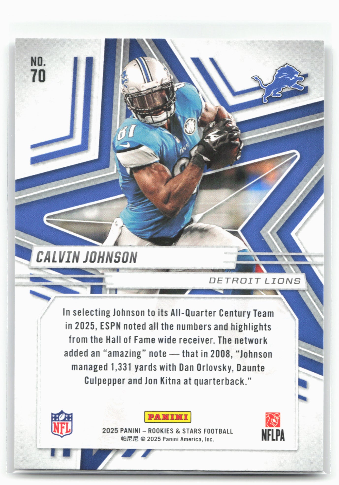 2025 Panini Rookies & Stars #70 Calvin Johnson