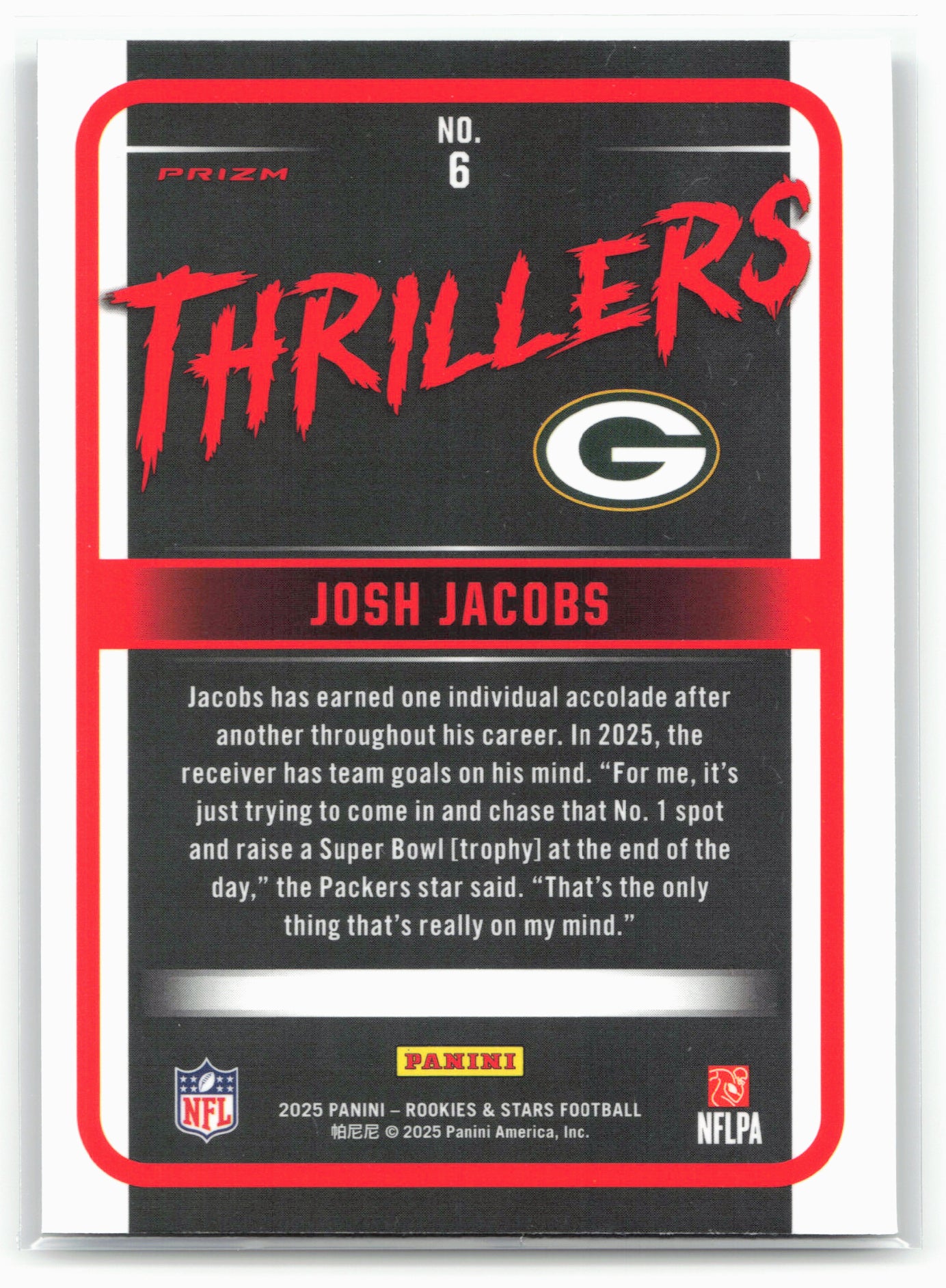 2025 Panini Rookies & Stars #6 Josh Jacobs Thrillers Silver