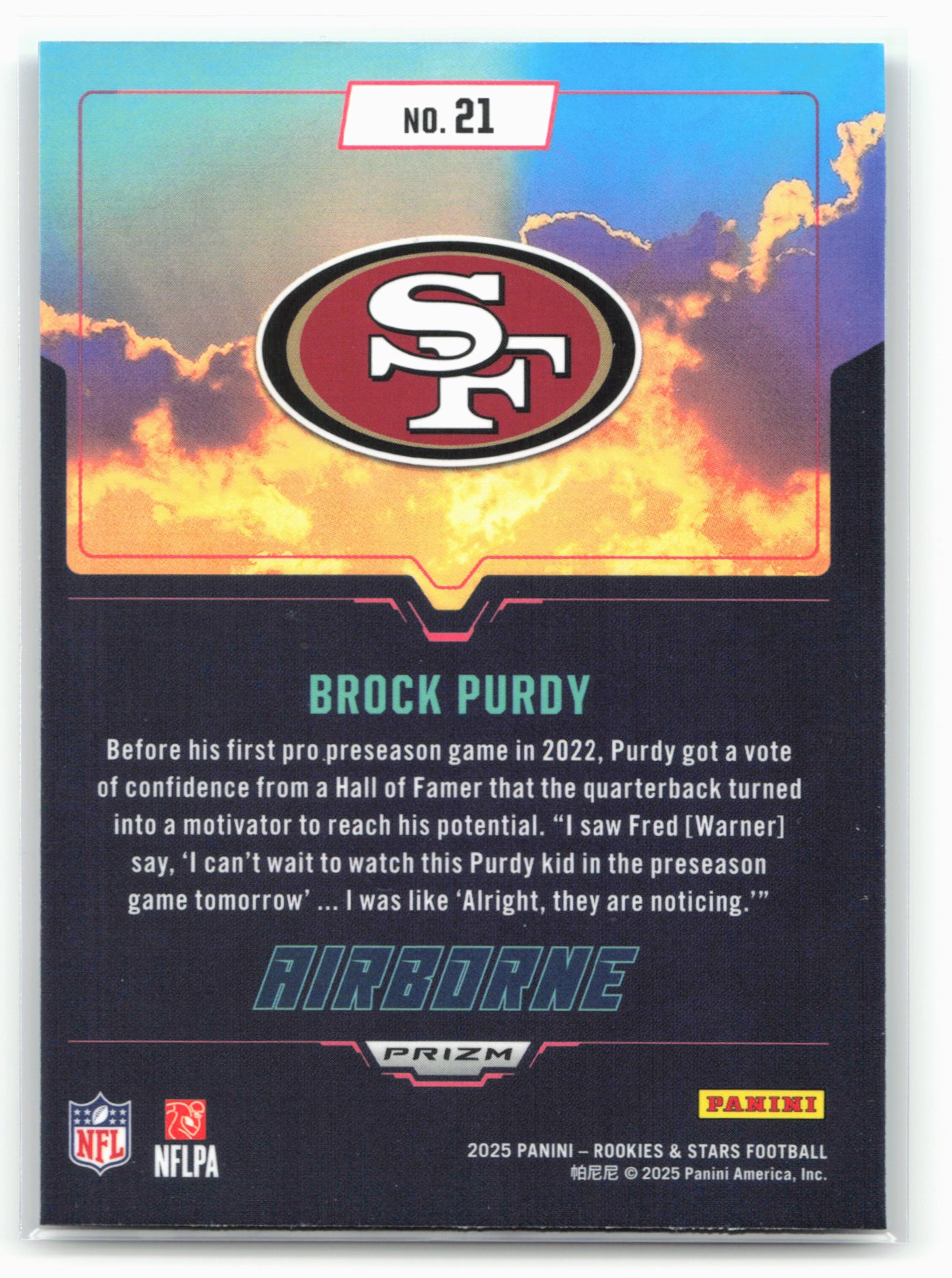 2025 Panini Rookies & Stars #21 Brock Purdy Airborne Silver
