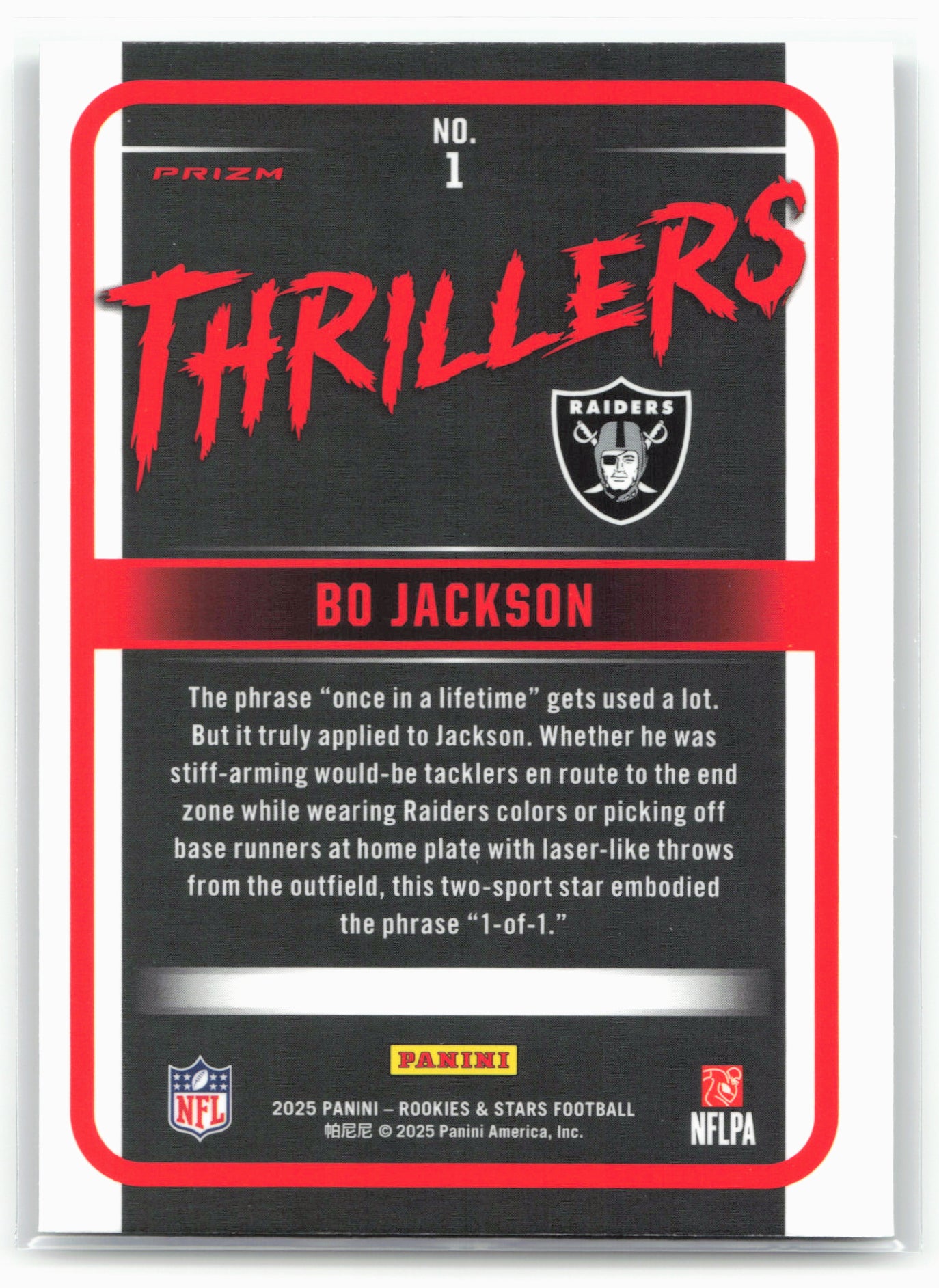 2025 Panini Rookies & Stars #1 Bo Jackson Thrillers Silver