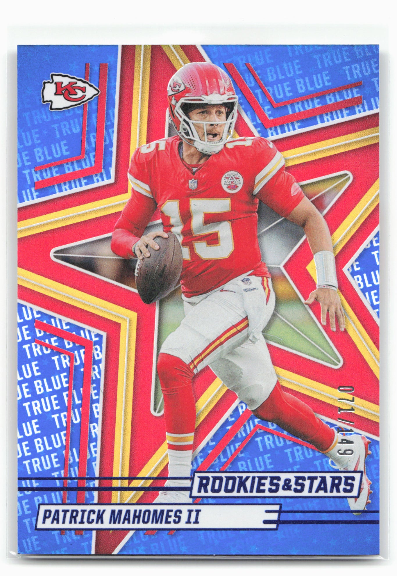 2025 Panini Rookies & Stars #7 Patrick Mahomes II True Blue 71/149