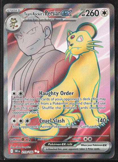 SV10: Destined Rivals #219/182 Team Rocket's Persian ex Holo 27174