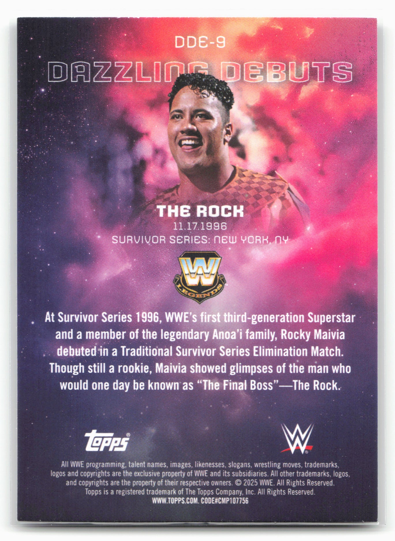 2025 Topps Universe WWE #DDE-9 The Rock Dazzling Debuts