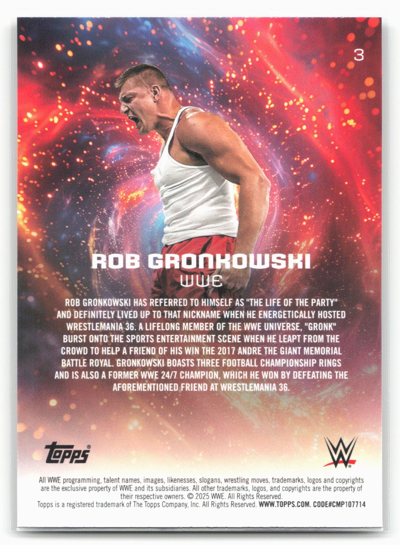 2025 Topps Universe WWE #3 Rob Gronkowski