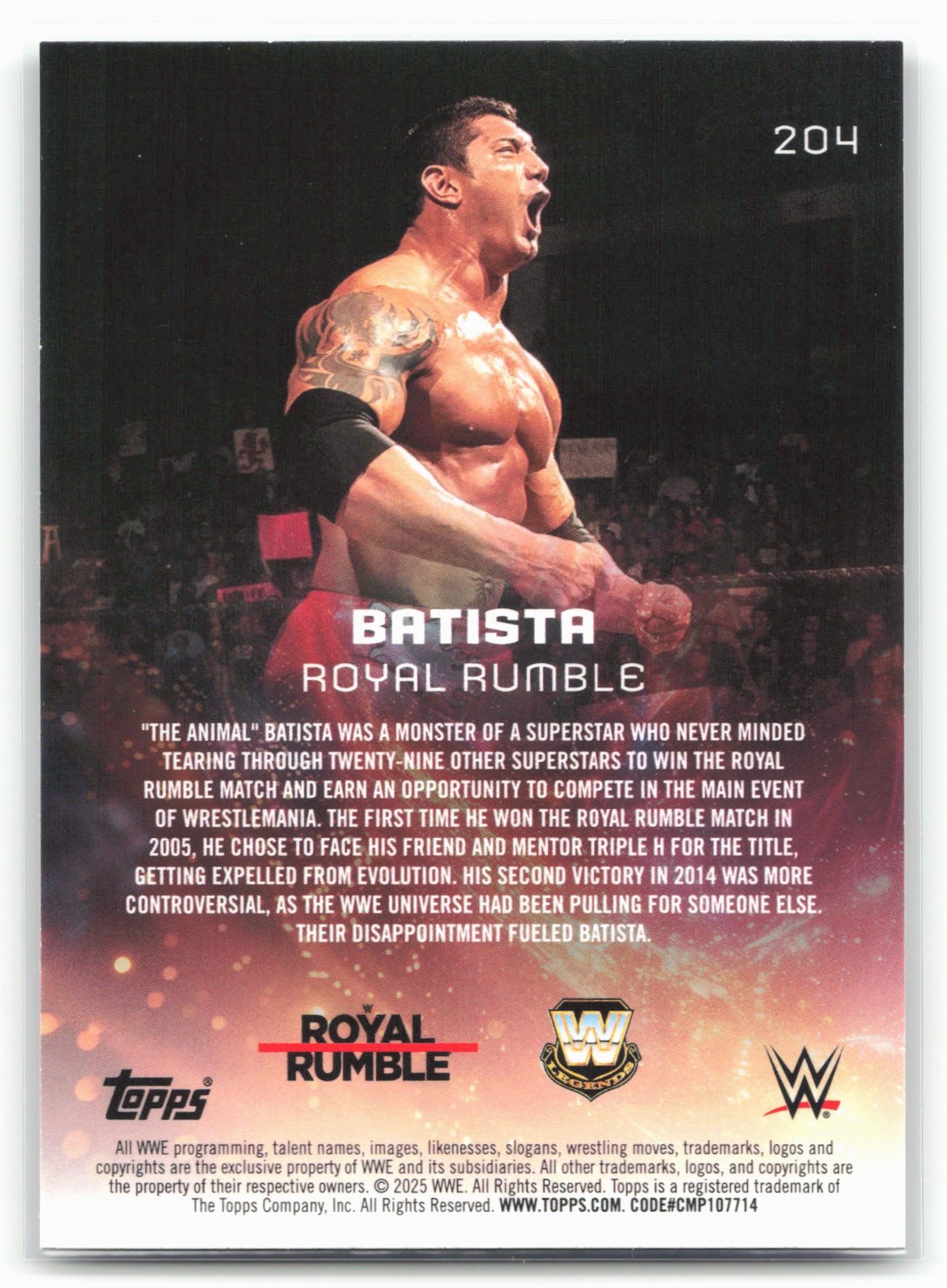 2025 Topps Universe WWE #204 Batista 27290