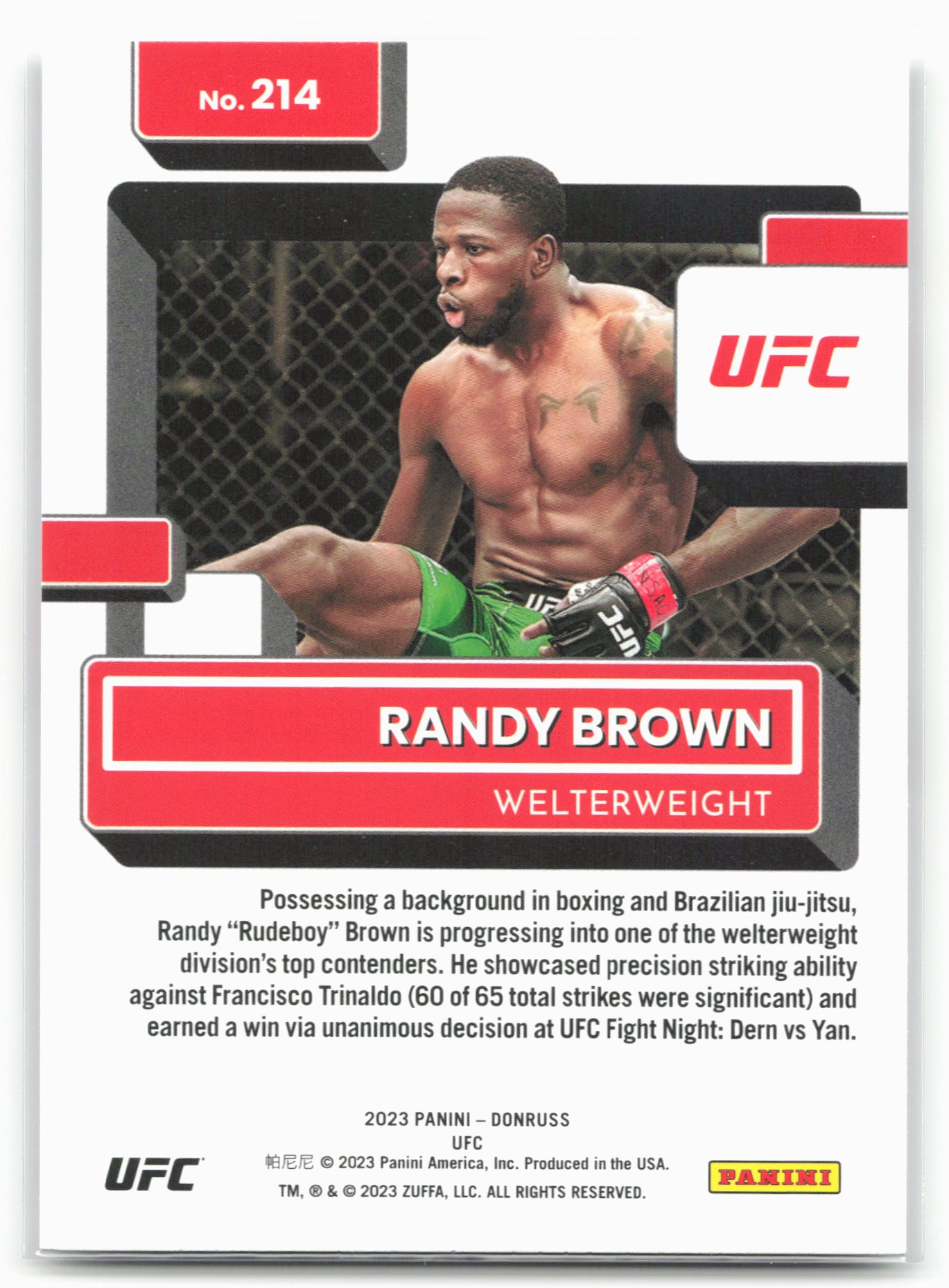 2023 Donruss UFC #214 Randy Brown
