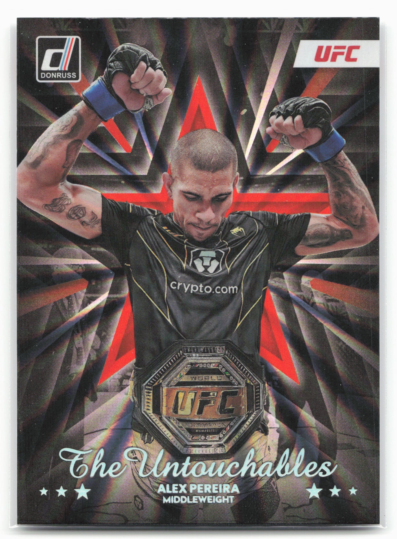 2023 Donruss UFC #15 Alex Pereira The Untouchables Holo Orange Laser