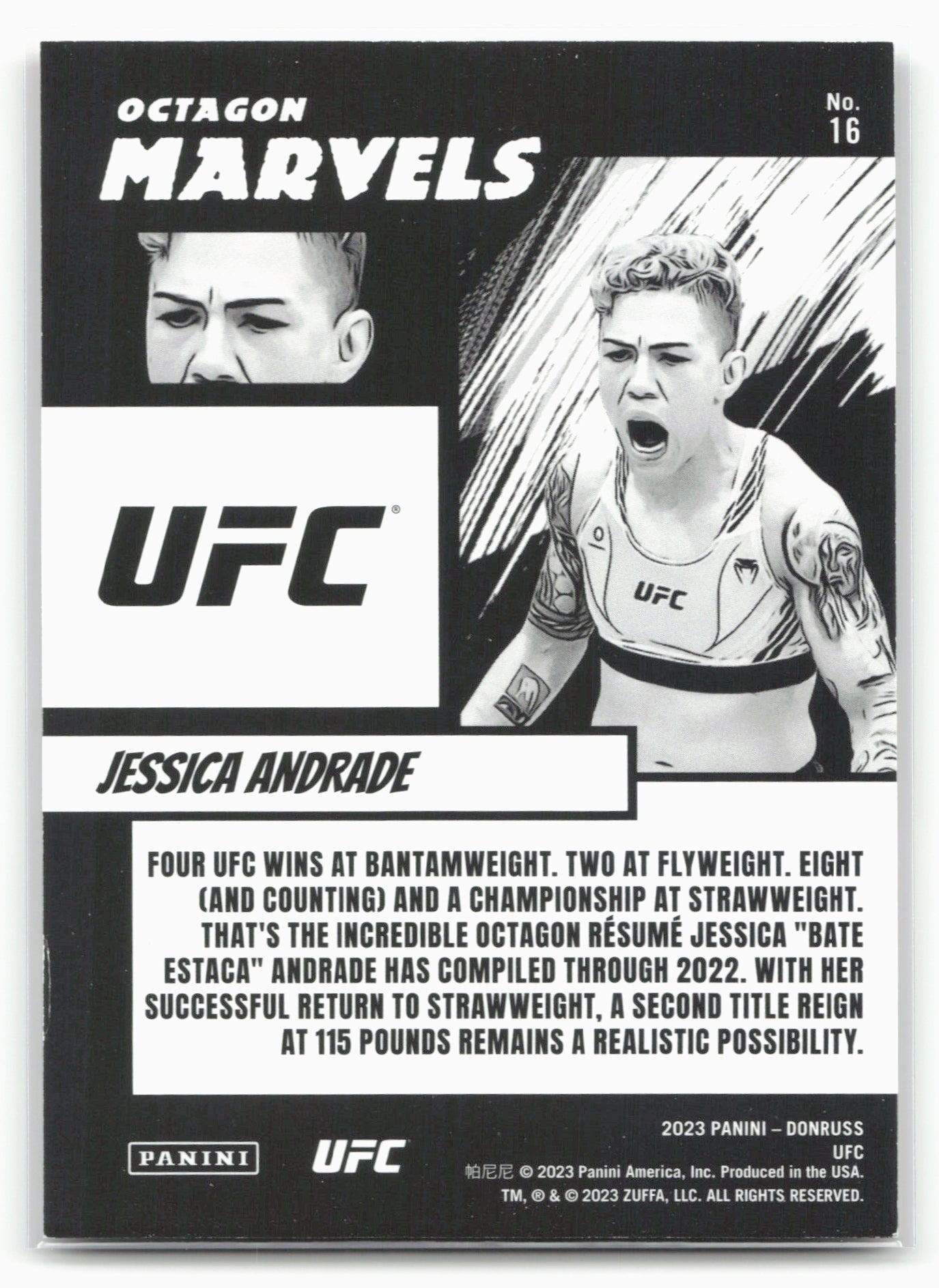 2023 Donruss UFC #16 Jessica Andrade Octagon Marvels Holo Purple Laser