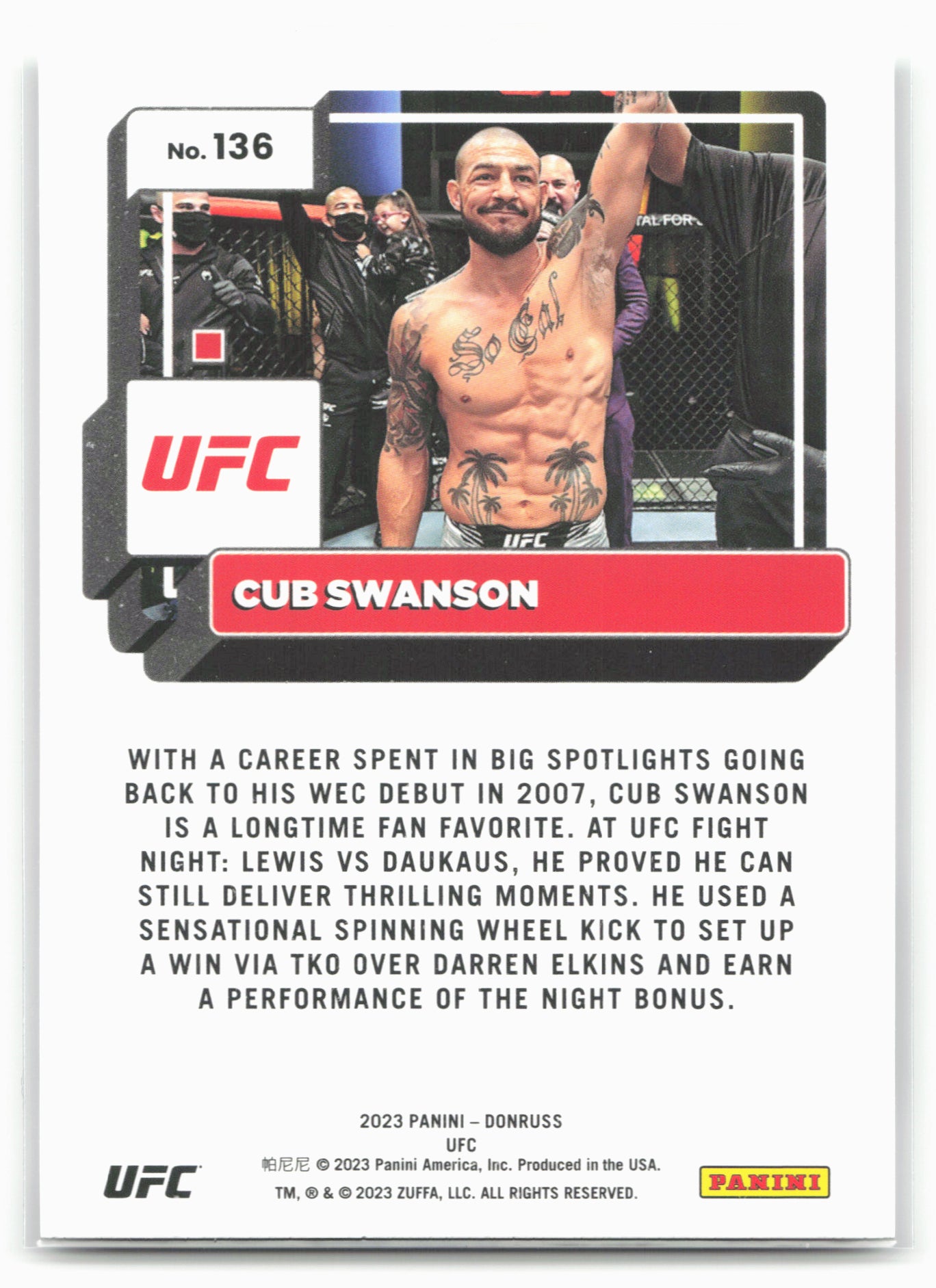 2023 Donruss UFC #136 Cub Swanson