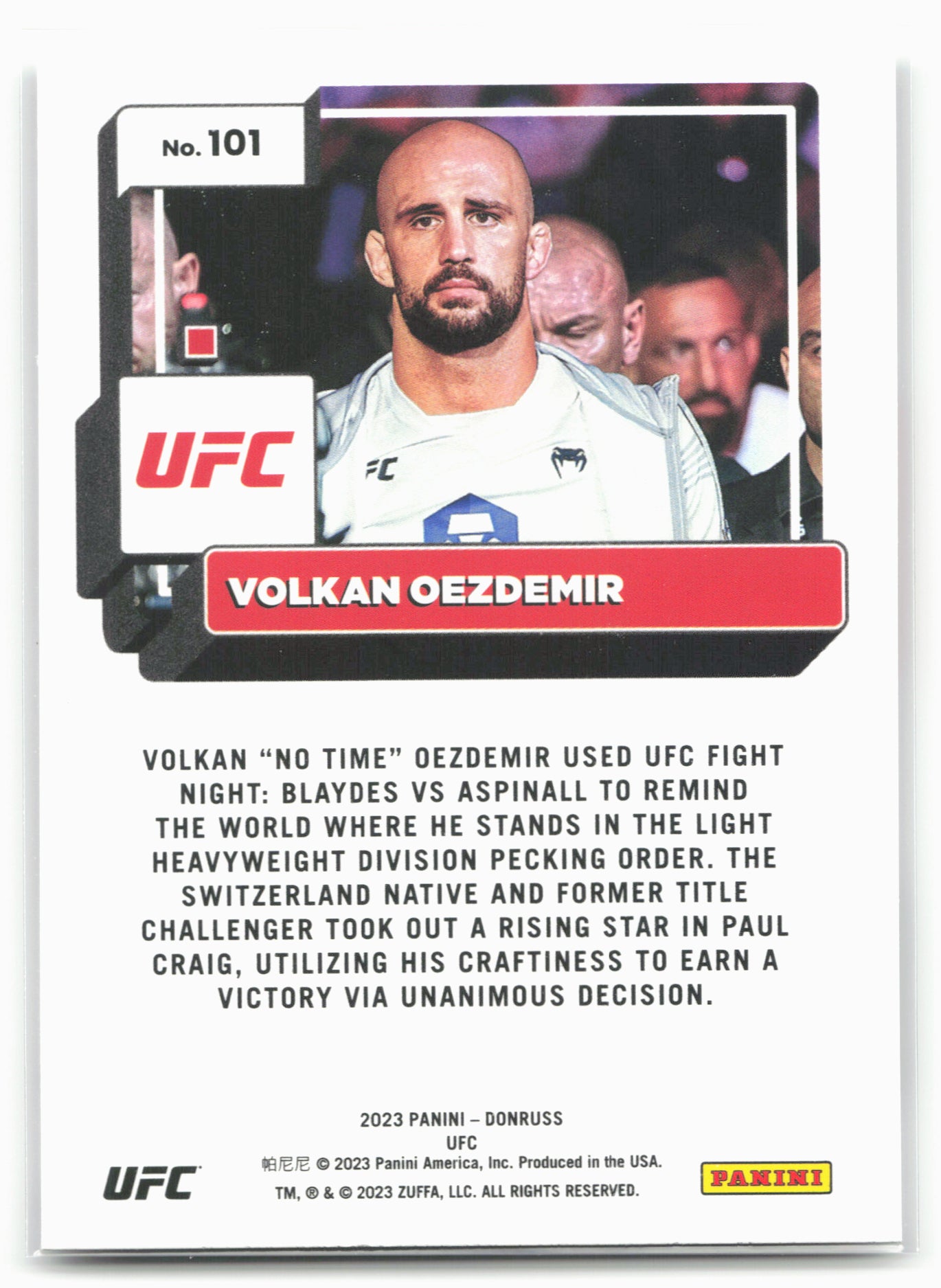 2023 Donruss UFC #101 Volkan Oezdemir