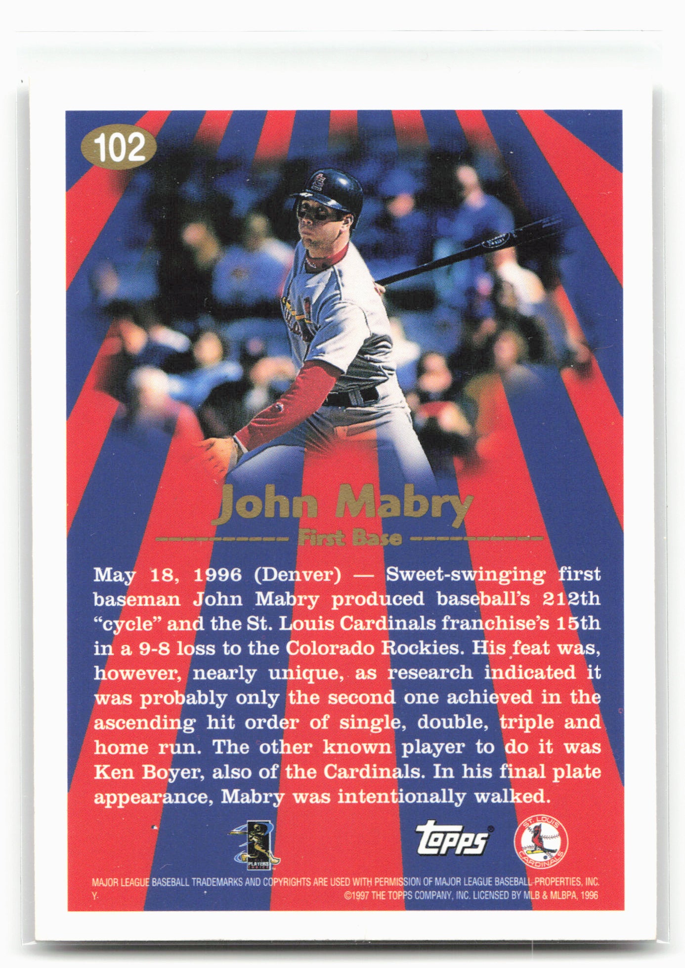 1997 Topps #102b John Mabry