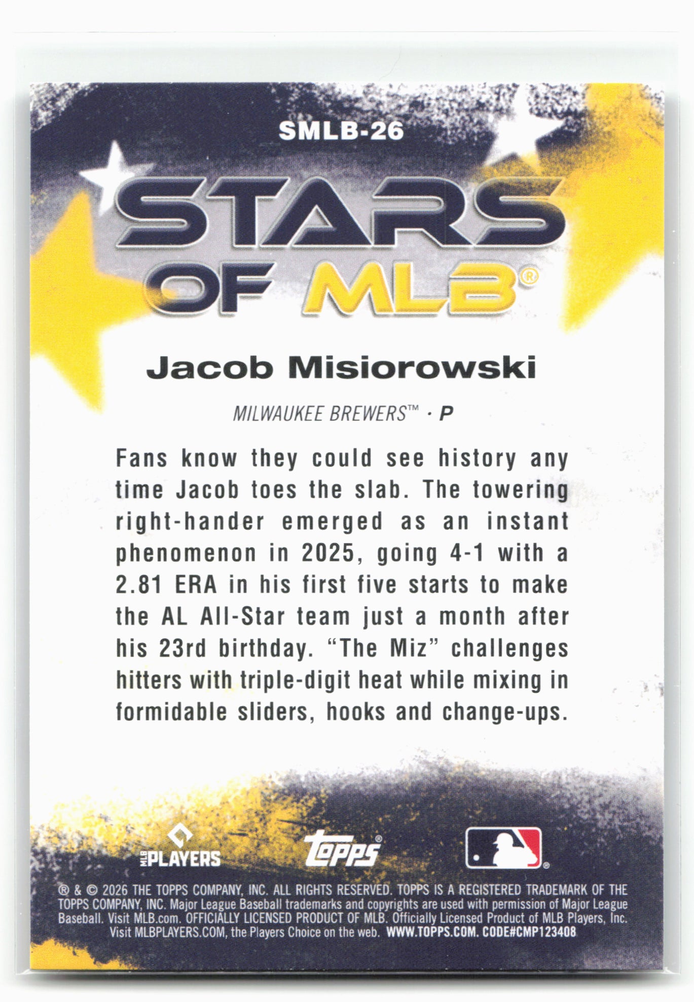 2026 Topps #SMLB-26 Jacob Misiorowski Stars of MLB