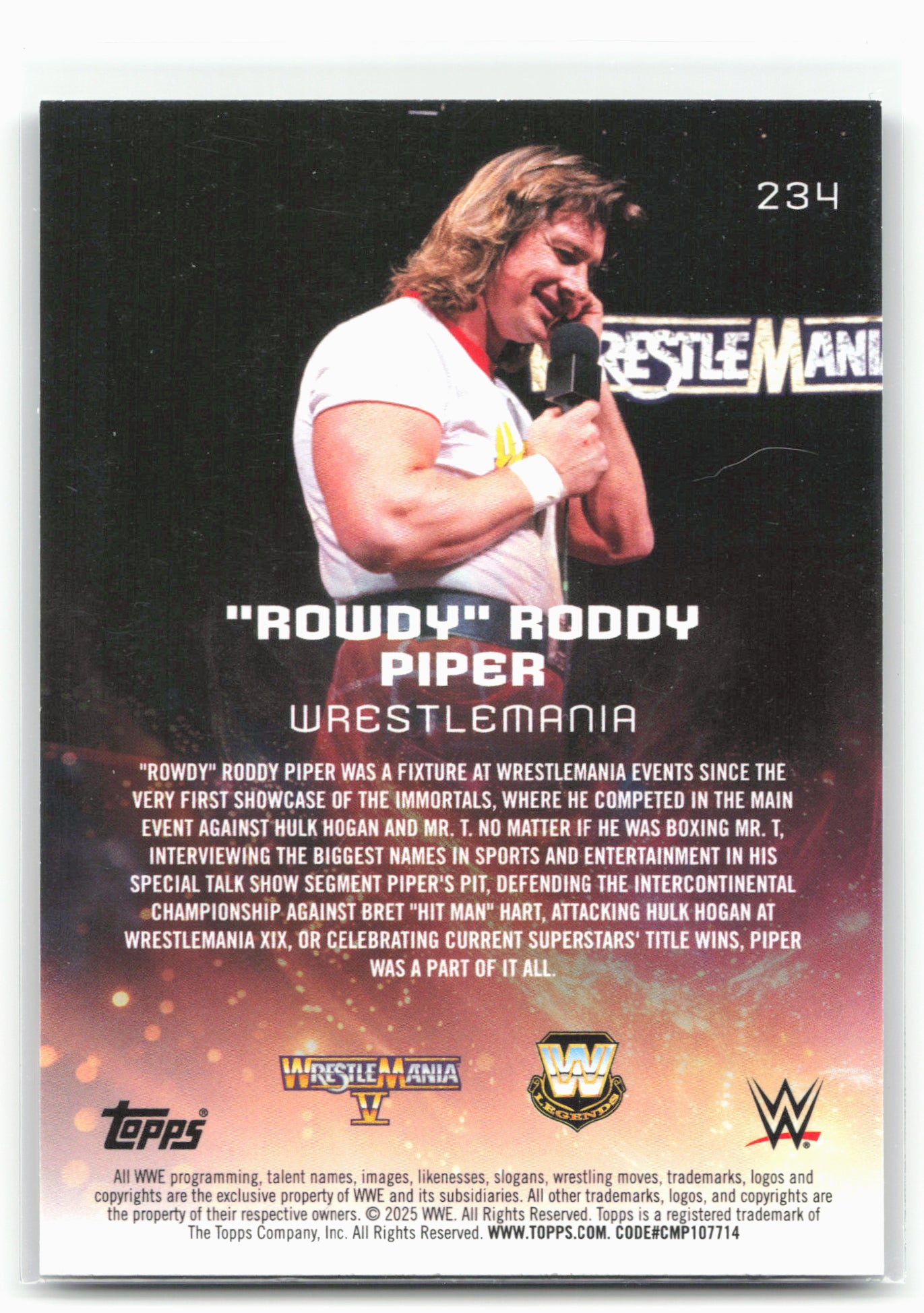 2025 Topps Universe WWE #234 "Rowdy" Roddy Piper