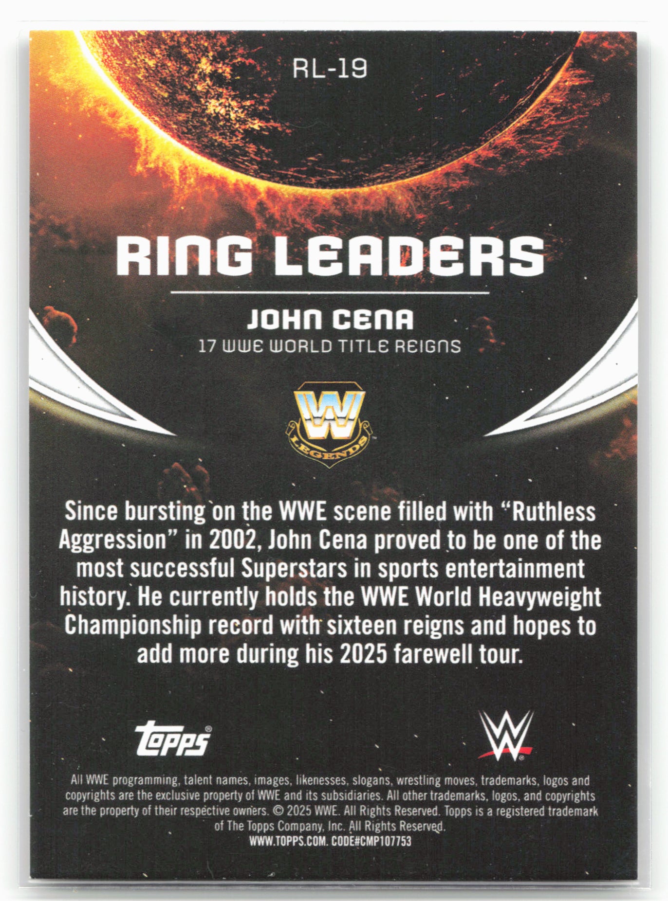 2025 Topps Universe WWE #RL-19 John Cena Ring Leaders Galaxy