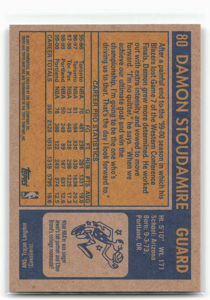 2000-01 Topps Heritage #80 Damon Stoudamire