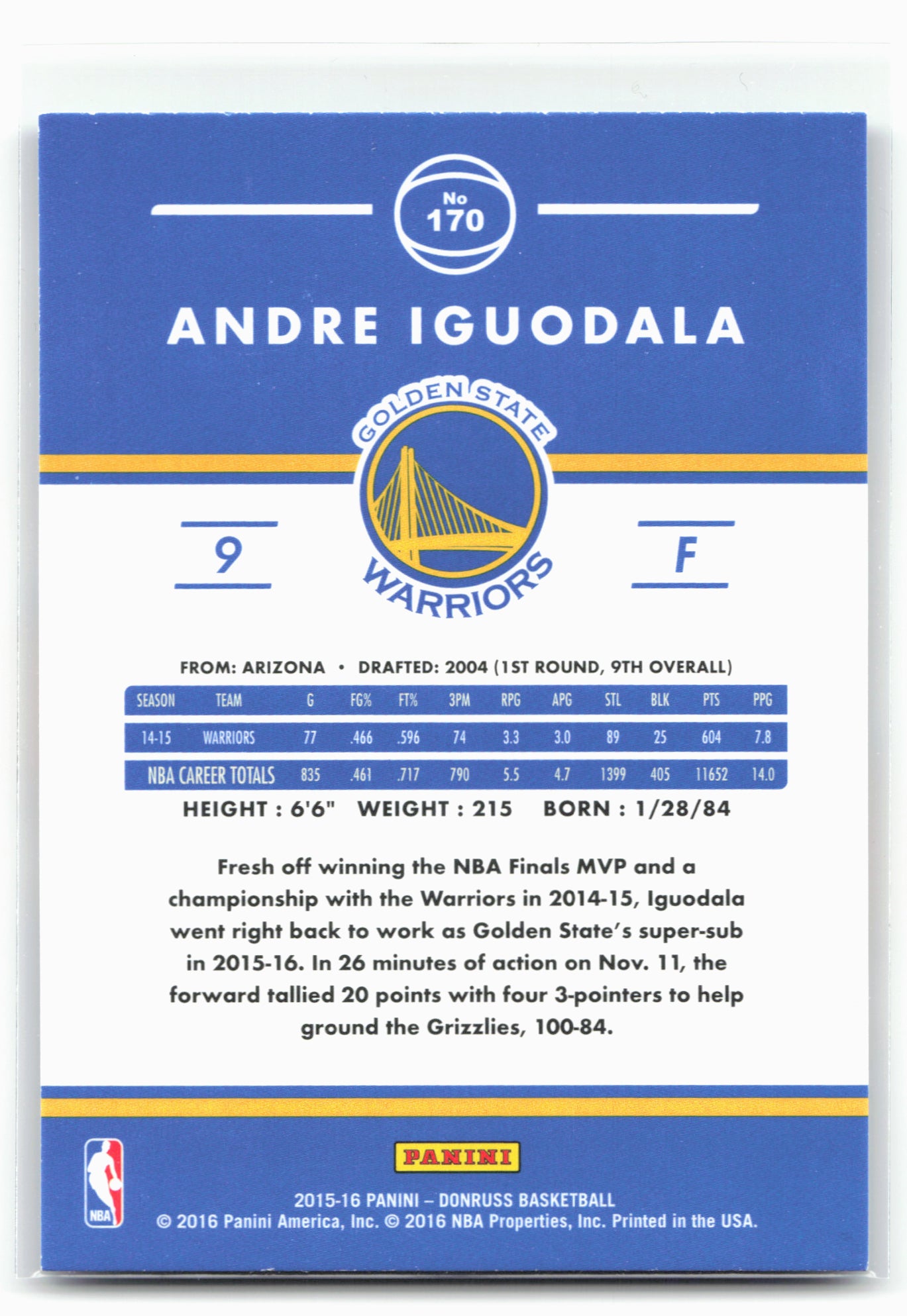 2015-16 Donruss #170 Andre Iguodala