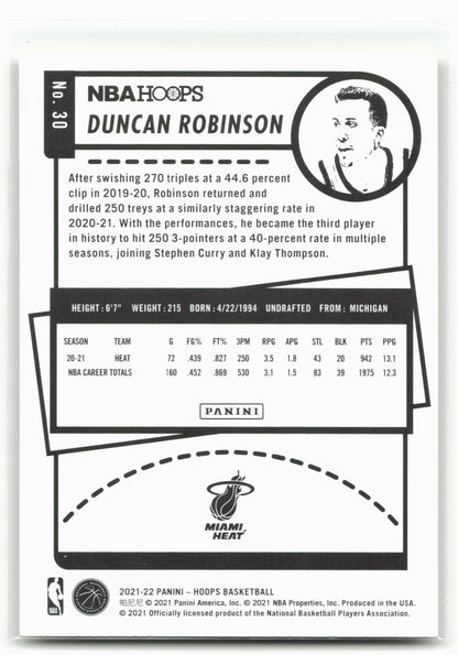 2021-22 Hoops #30 Duncan Robinson Yellow