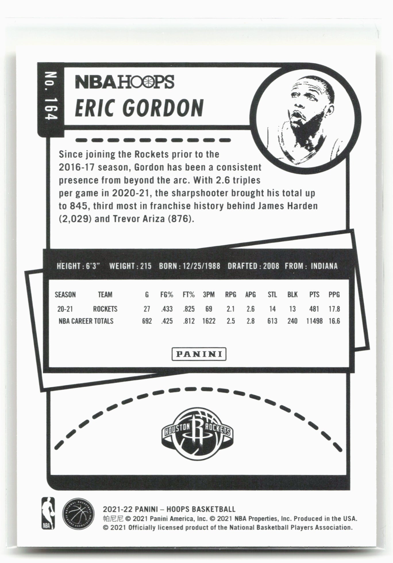 2021-22 Hoops  #164 Eric Gordon Yellow