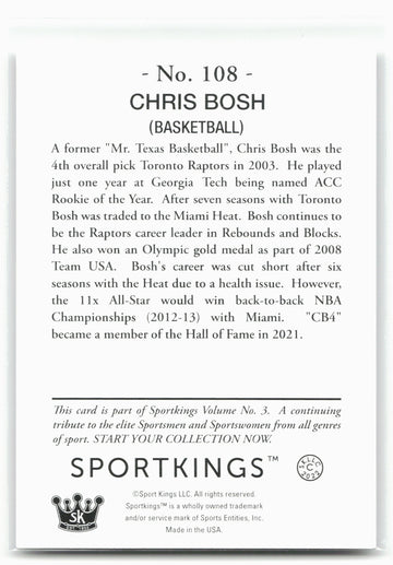 
2022 Sportkings Volume 3 #108 Chris Bosh