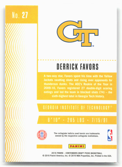 2016 Panini Contenders Draft Picks #27 Derrick Favors