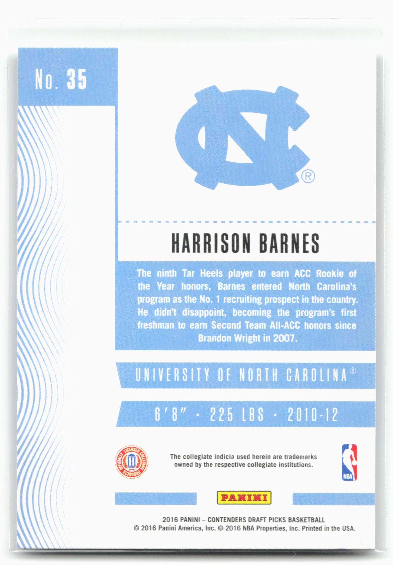 2016 Panini Contenders Draft Picks #35 Harrison Barnes