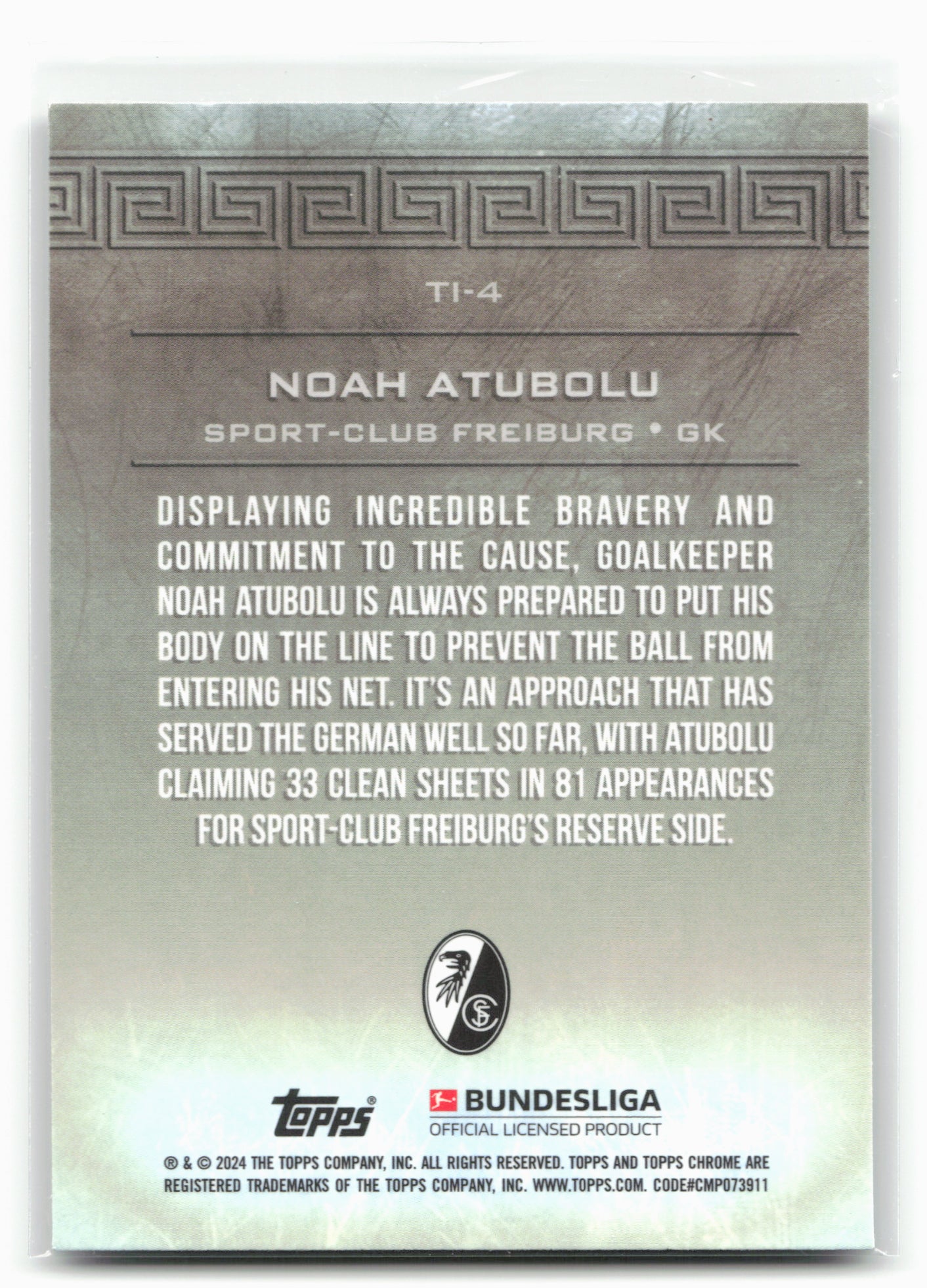 2023-24 Topps Chrome Bundesliga #TI-4 Noah Atubolu Titans Titanium
