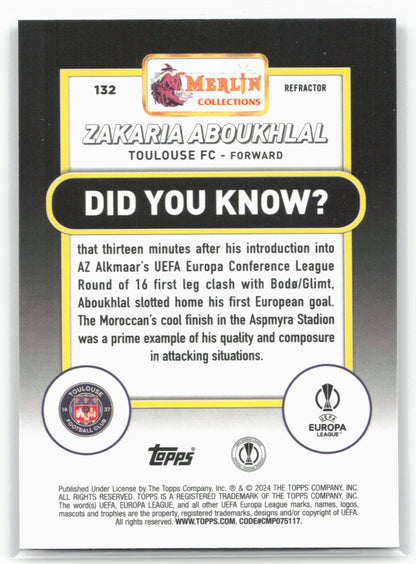 2023-24 Merlin UEFA Club Competitions #132 Zakaria Aboukhlal Refractor