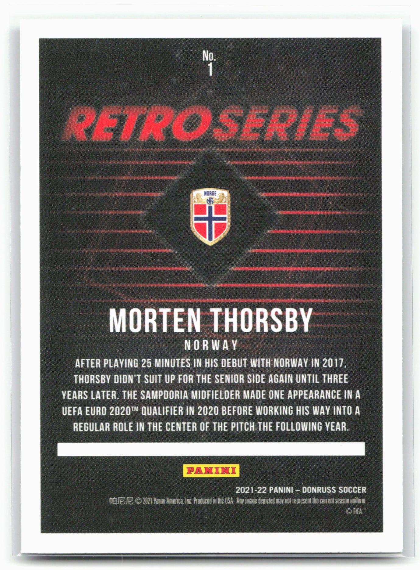 2021-22 Donruss #1 Morten Thorsby Retro Series Press Proof