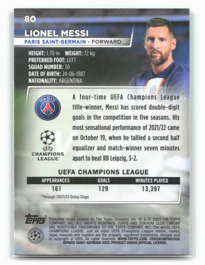 2022-23 Stadium Club Chrome UEFA Club Competitions #80 Lionel Messi 27442