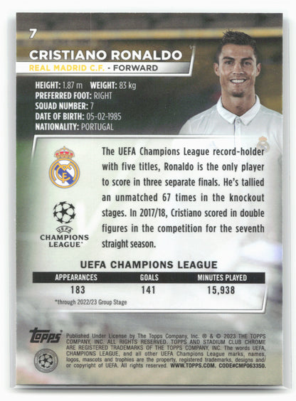 2022-23 Stadium Club Chrome UEFA Club Competitions #7 Cristiano Ronaldo 27443