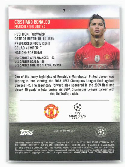 2023-24 Stadium Club Chrome UEFA Champions League #7 Cristiano Ronaldo 27445
