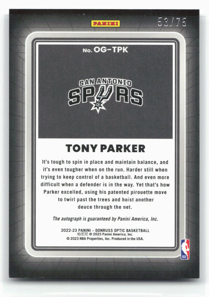 2022-23 Donruss Optic #OG-TPK Tony Parker Opti-Graphs #/75