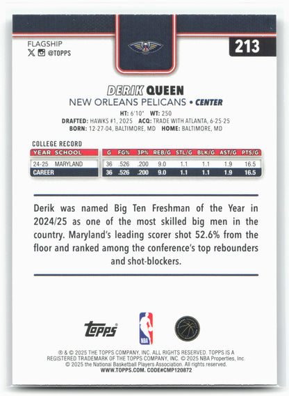 2025-26 Topps #213 Derik Queen Diamante 27462