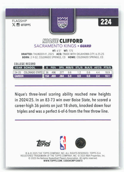 2025-26 Topps #224 Nique Clifford Diamante 27463