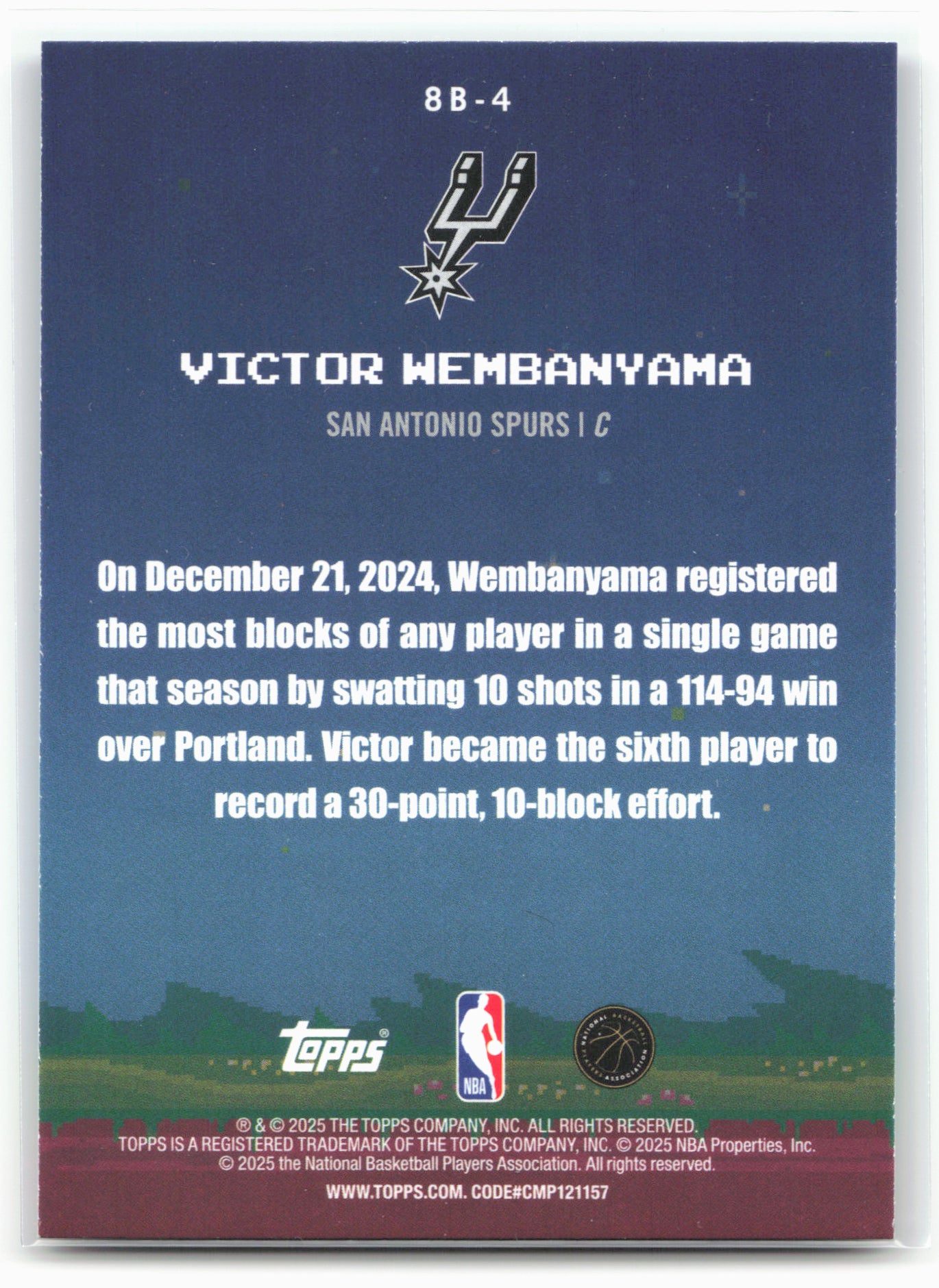 2025-26 Topps #8B-4 Victor Wembanyama 8-Bit Ballers 27468