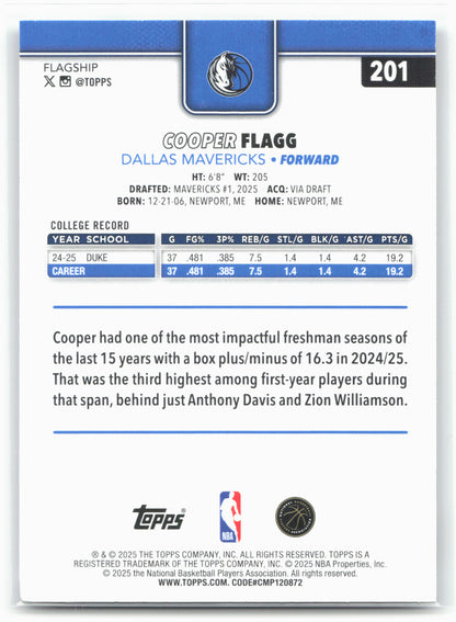 2025-26 Topps #201 Cooper Flagg 27469