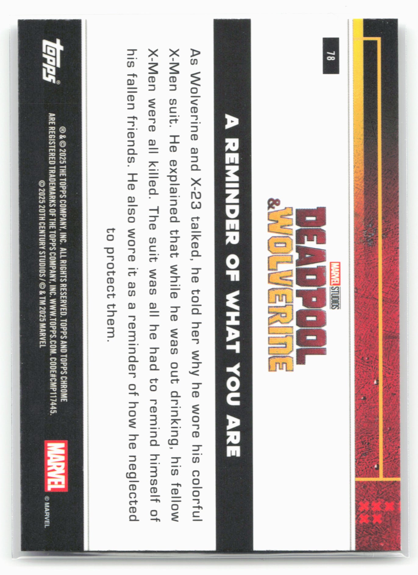 2025 Topps Chrome Marvel Deadpool #78 A Reminder Of What You Are