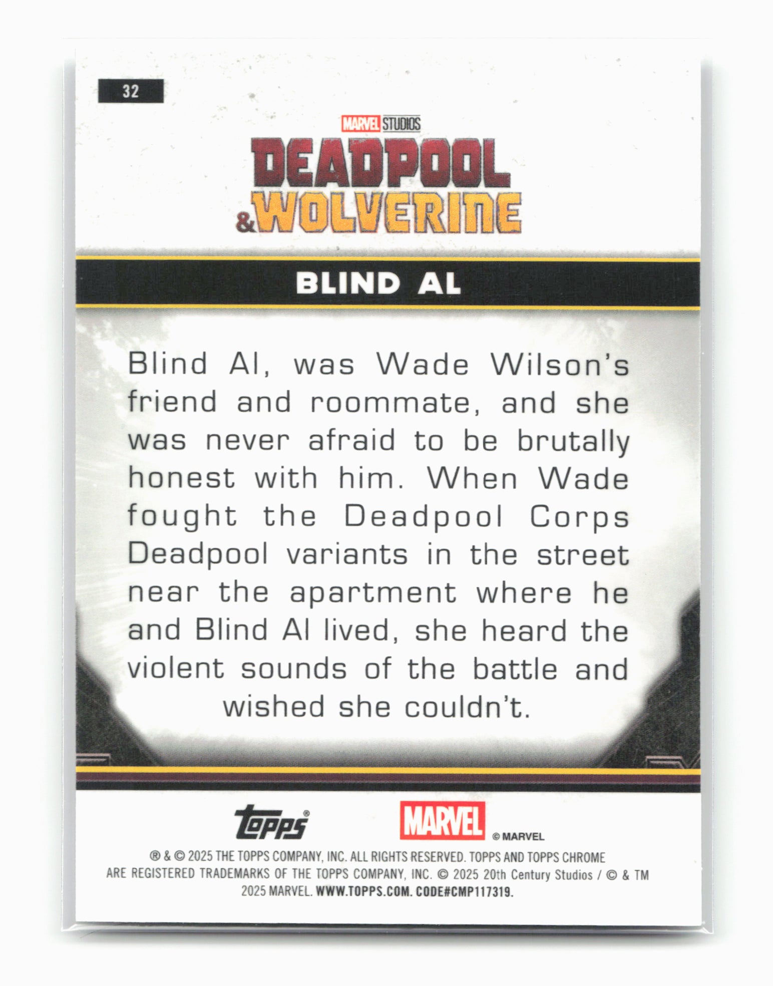 2025 Topps Chrome Marvel Deadpool #32 Blind Al