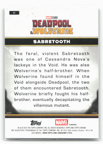 2025 Topps Chrome Marvel Deadpool #41 Sabretooth