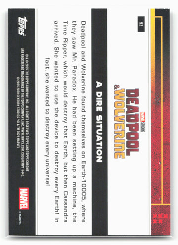 2025 Topps Chrome Marvel Deadpool #92 A Dire Situation