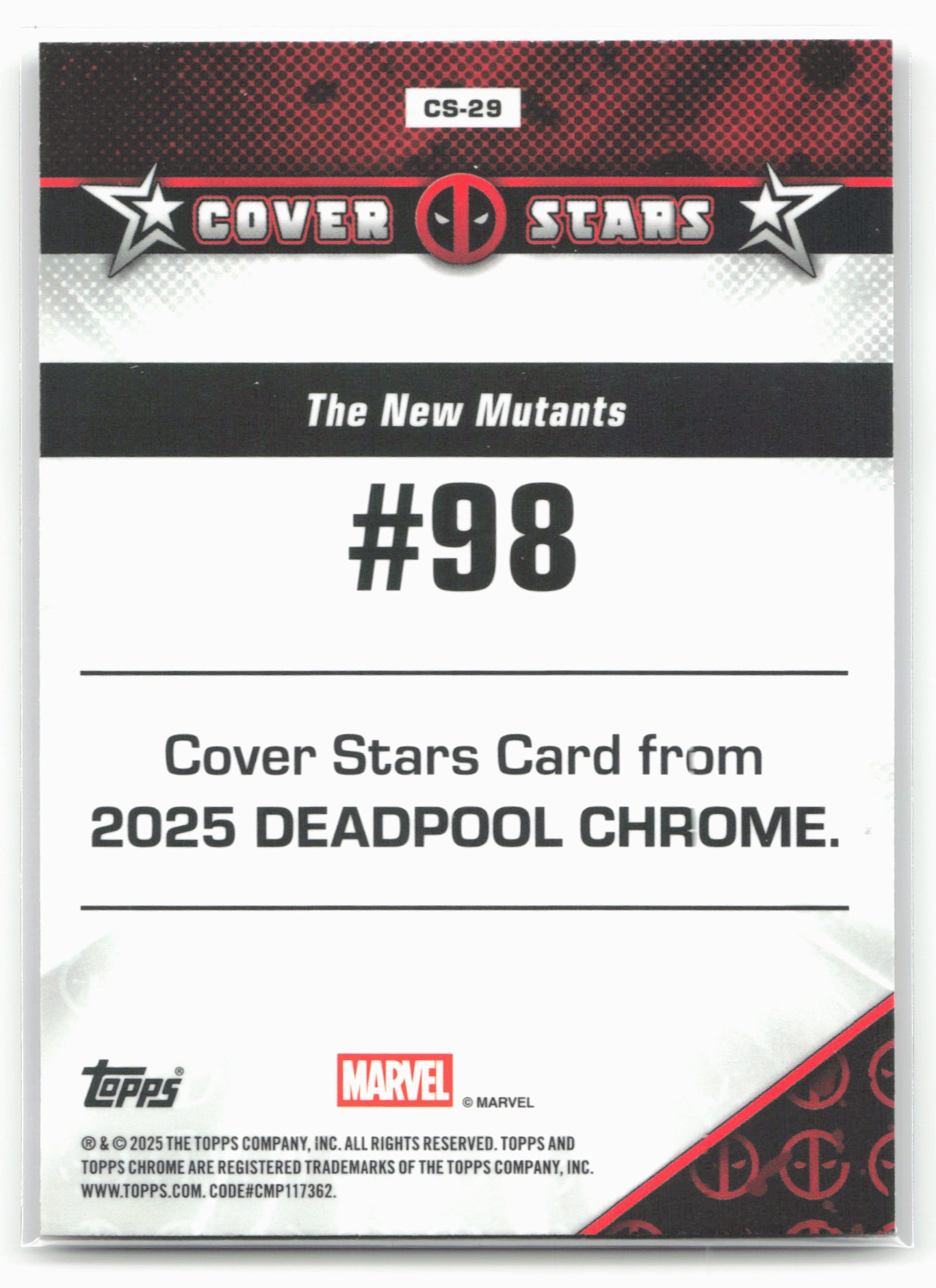 2025 Topps Chrome Marvel Deadpool #CS-29 The New Mutants #98 Cover Stars