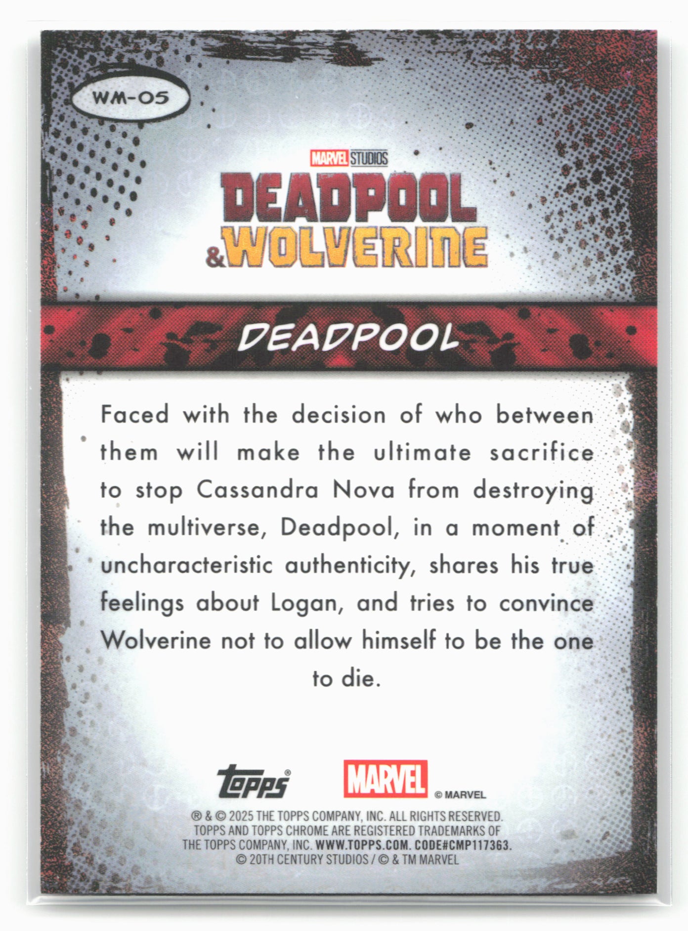 2025 Topps Chrome Marvel Deadpool #WM-05 Deadpool Well, You Got Nothing To Say