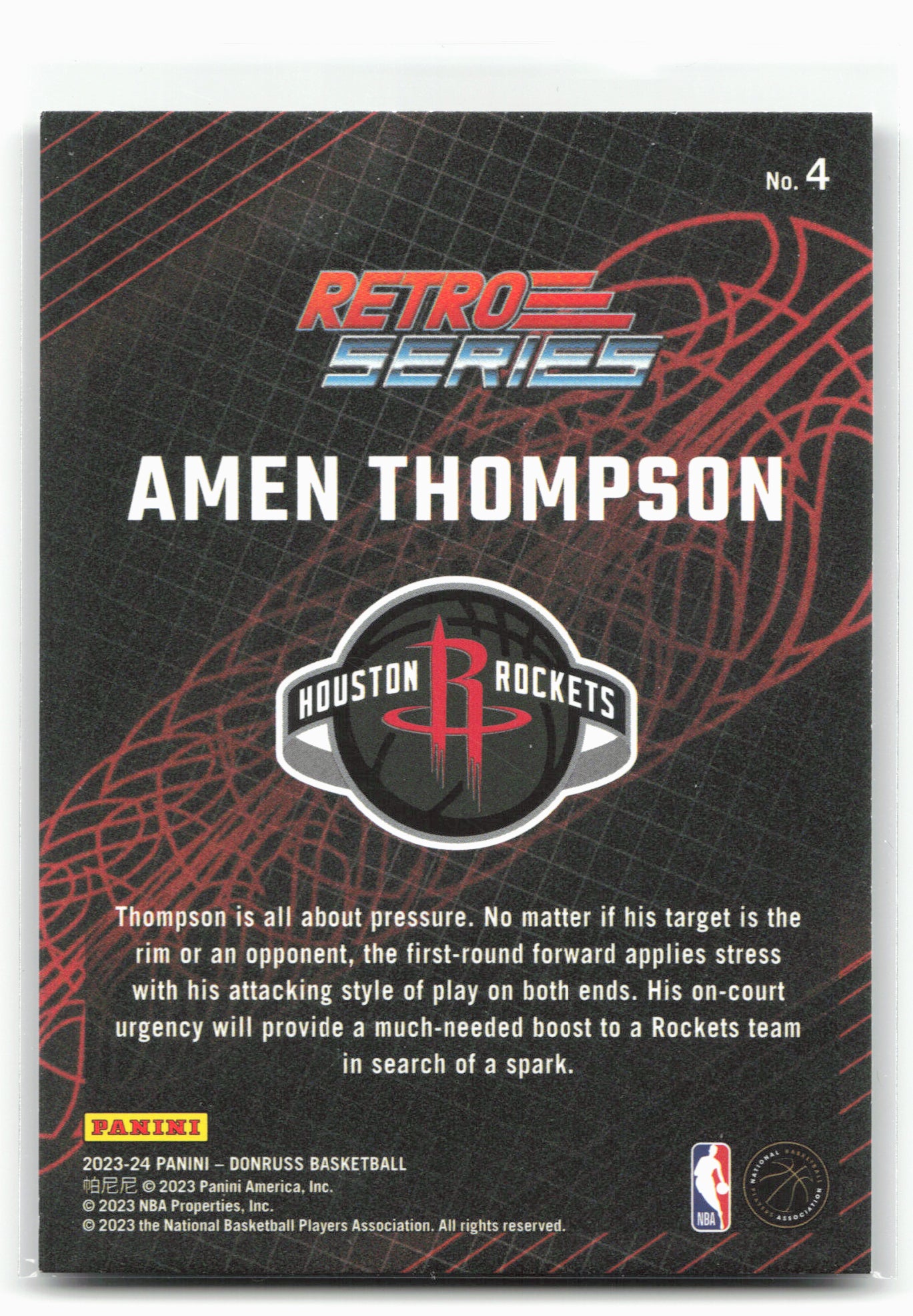 2023-24 Donruss #4 Amen Thompson Retro Series 27500