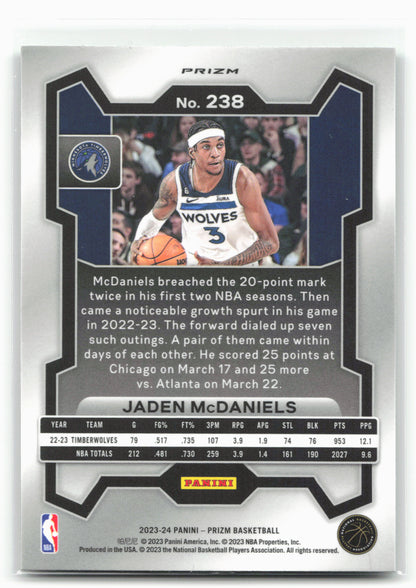 2023-24 Panini Prizm #238 Jaden McDaniels Prizms Green 27501