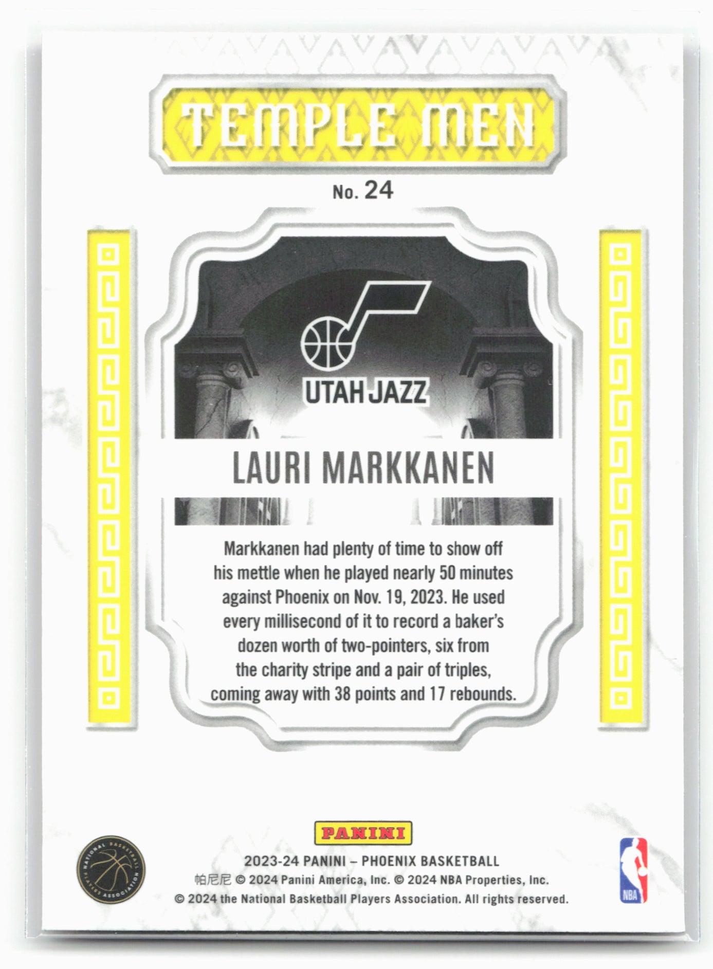 2023-24 Panini Phoenix #24 Lauri Markkanen Temple Men Phoenix Red Ice 27503