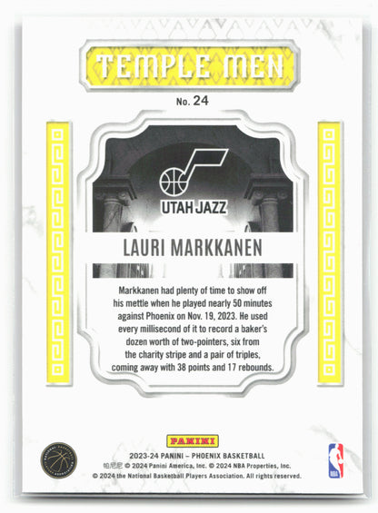 2023-24 Panini Phoenix #24 Lauri Markkanen Temple Men Phoenix Red Ice 27503