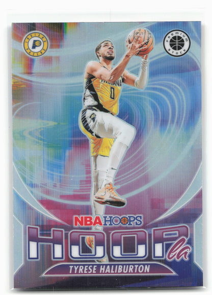 2023-24 Hoops Premium Stock #11 Tyrese Haliburton Hoopla Silver Prizm 27508