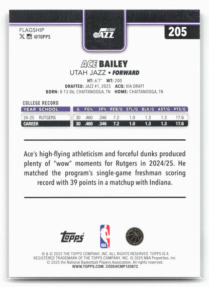 2025-26 Topps #205 Ace Bailey 27529