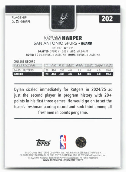 2025-26 Topps #202 Dylan Harper 27530