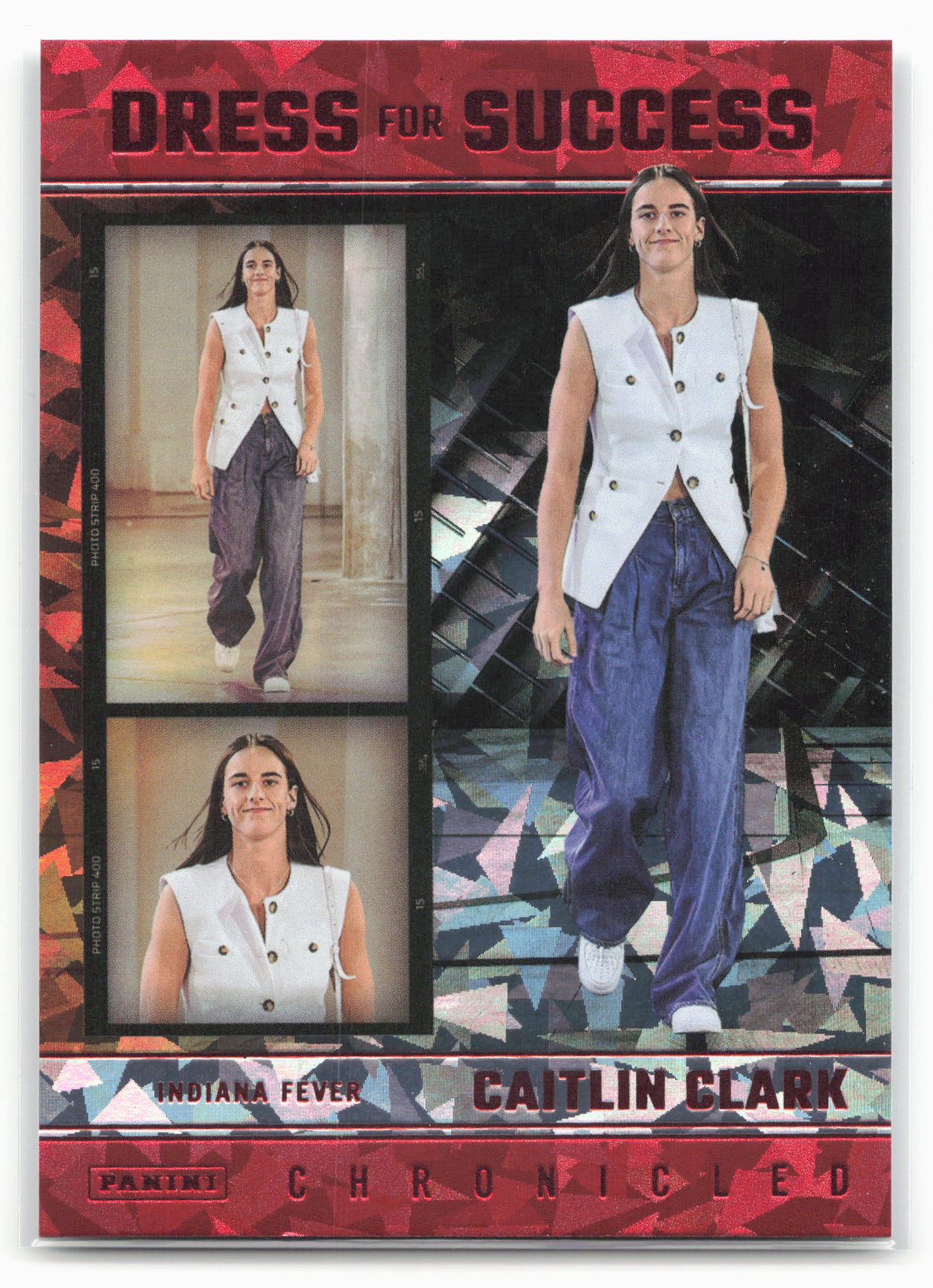 2025 Panini Caitlin Clark Chronicled #63 Caitlin Clark Red Cracked Ice 27537